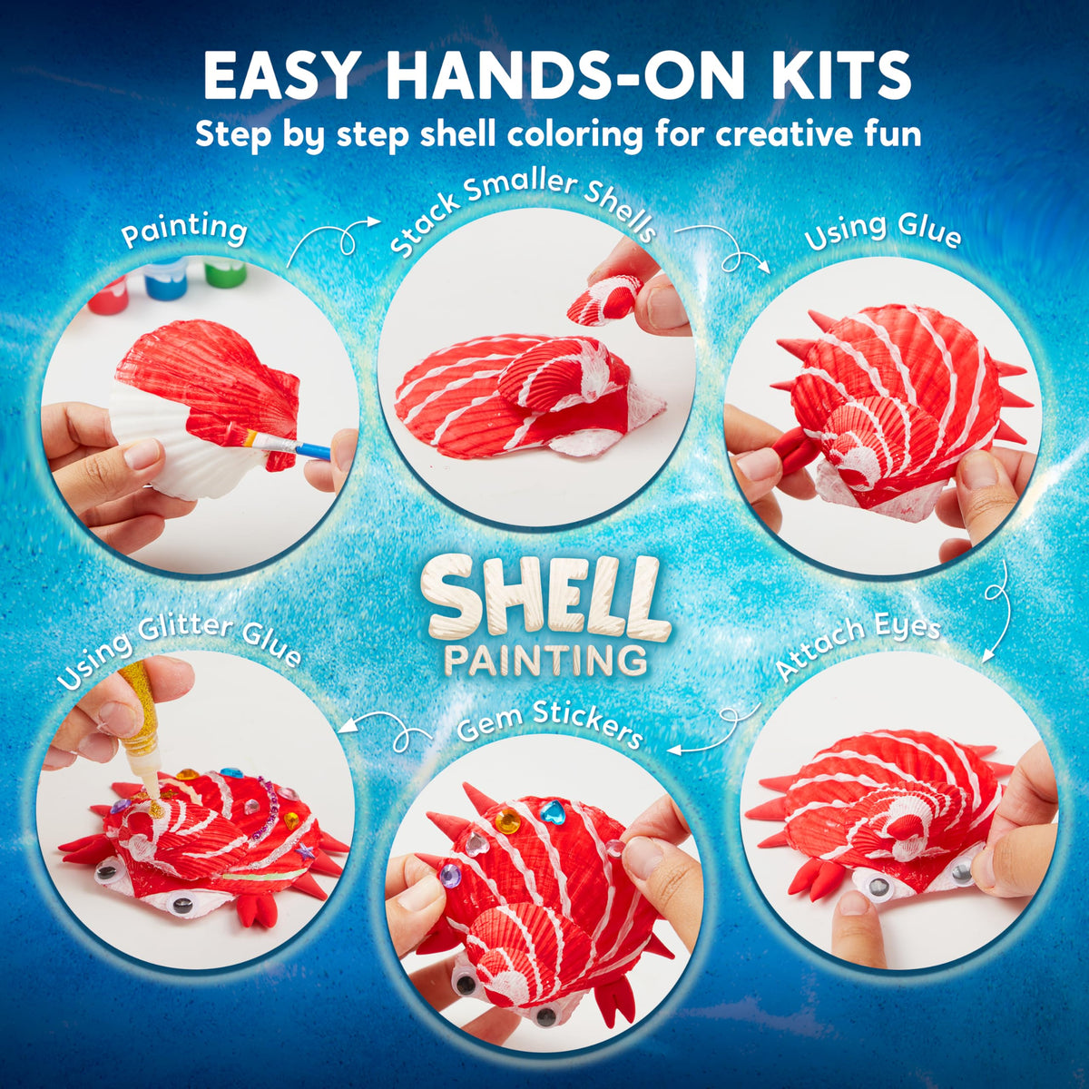 12 Kids Sea Shell Painting Kit-Glow in The Dark-Arts & Crafts for Boys and Girls Ages 6-12, 8-12, Art Supplies, Craft Paint Kits, Creative Art Toys for Kids Easter Christmas Birthday Party Gift 🍁 All In One Marketplace Canada