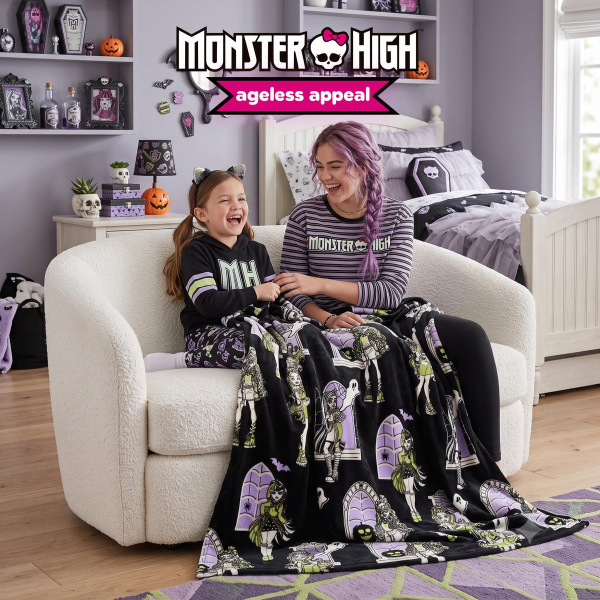 Couverture en peluche ultra-douce et confortable Monster High pour Halloween, 127 cm x 178 cm, (produit sous licence officielle) par Franco