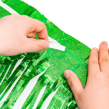 Green Tinsel Curtain Party Backdrop Decor - GREATRIL Foil Fringe Streamer for Grinches Christmas/Mincrafts/Dinosaur/Wild Baby/Jungle/Birthday/Hawaiian/Soccer/Football/Bachelor Themed - 2 PCS 🍁 All In One Marketplace Canada