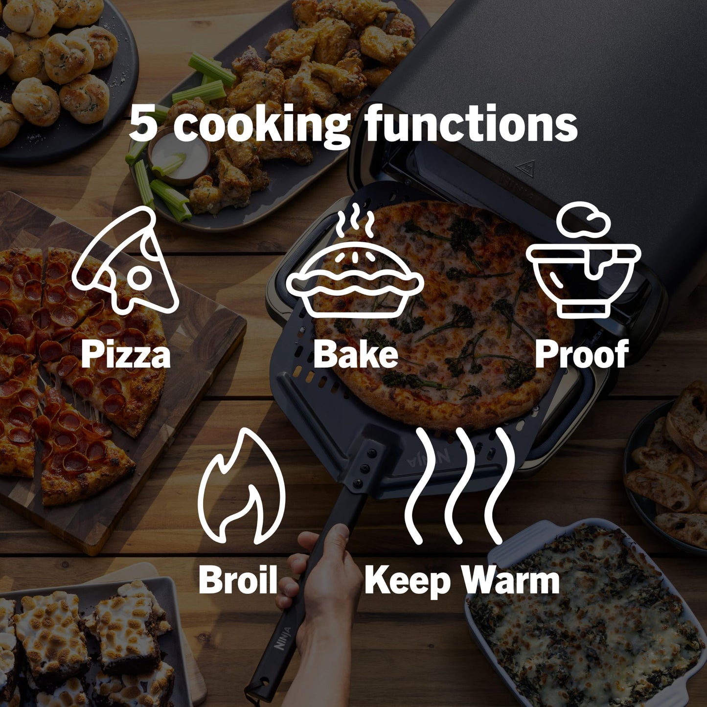 Ninja Artisan Pizza Oven, 12-in/30.5cm 3-Min Pizza, 700F/371°C, 5-n-1, Gray Ninja