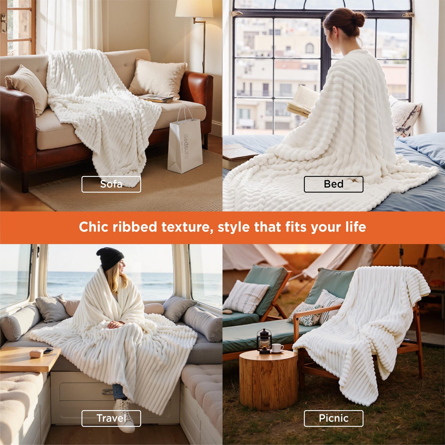 Bedsure Throw Blankets Room Decor - Women Birthday Gift, Soft Fluffy Fleece Cozy Fuzzy Plush Warm White Blanket for Couch Sofa Bed, Bedroom Livingroom Decor, Gifts for Friends, 50x60