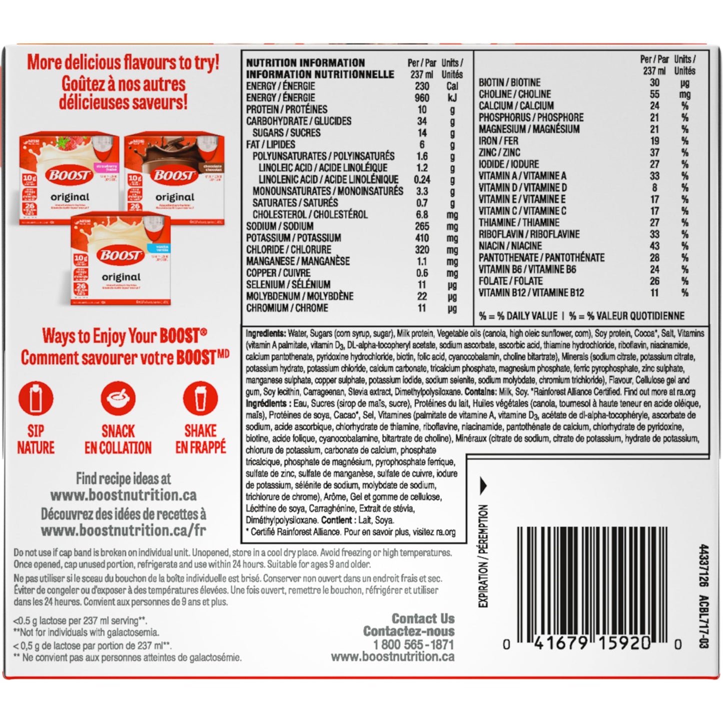 BOOST Original Meal Replacement Drink – Choc Latte, 24 Bottles, 6.1 kg Boost