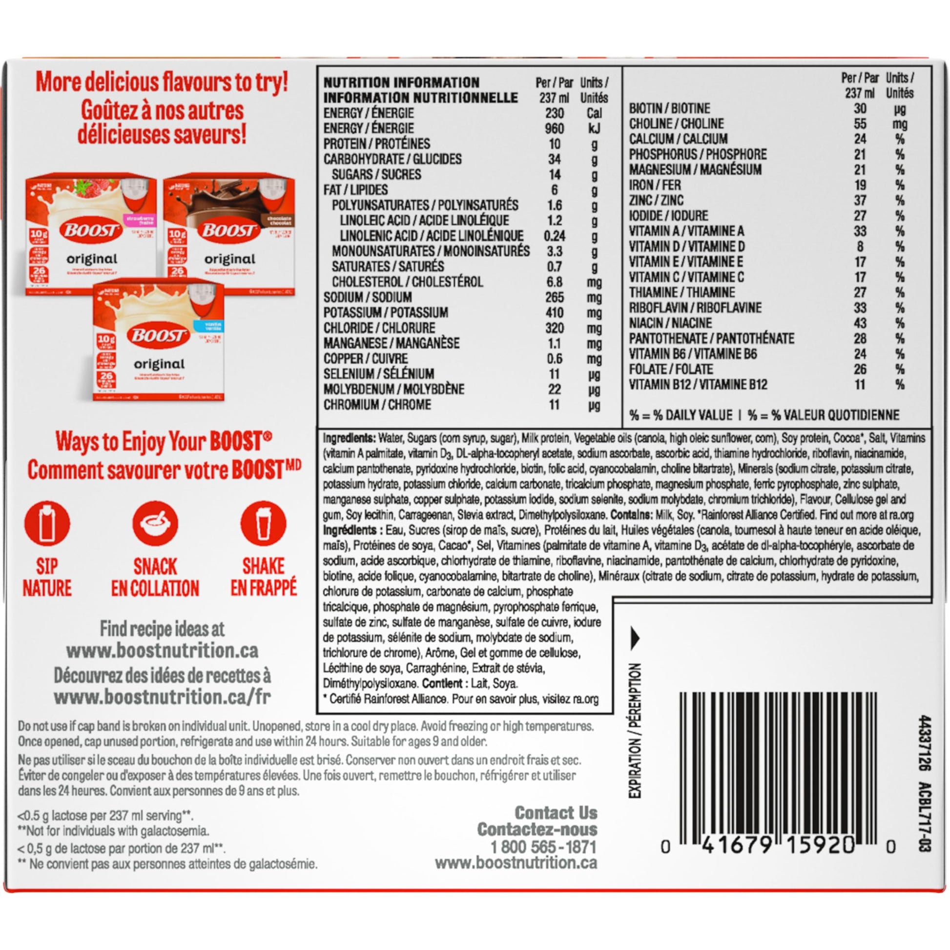 BOOST Original Meal Replacement Drink – Choc Latte, 24 Bottles, 6.1 kg Boost