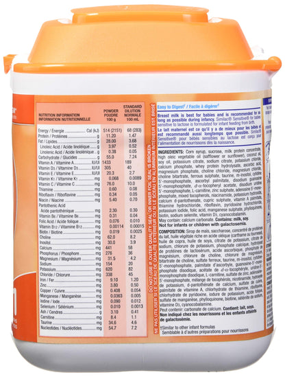 Similac Sensitive Lactose Sensitivity Non-gmo Baby Formula Powder, 0+ Months, Orange, 638g Similac