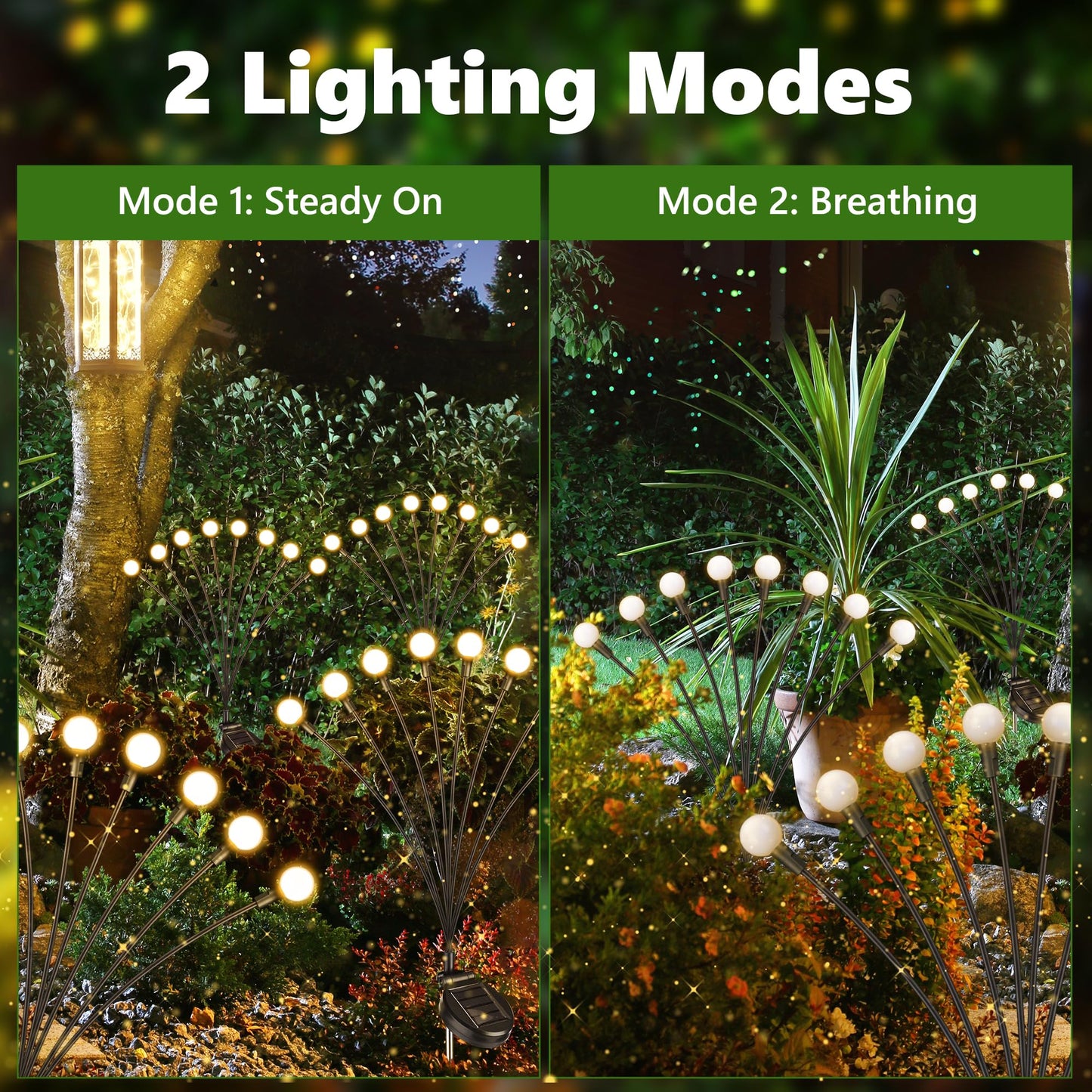iBaycon 8 Pack Solar Firefly Lights Garden Pathway Outdoor Decor Warm White