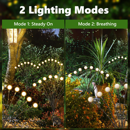 iBaycon 4 Pack Solar Firefly Lights Garden Pathway Outdoor Decor Warm White