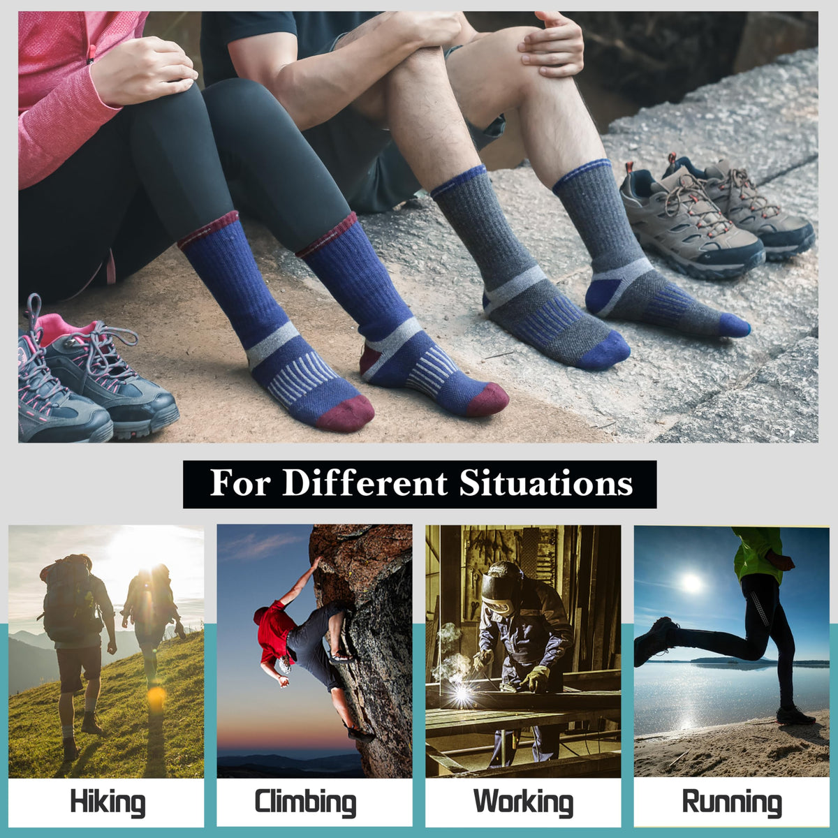 Merino Wool Hiking Socks for Women Men Thermal Warm Winter Crew Cozy Work Gifts Stocking Stuffers Socks for Women Men 5 Pairs (Dark,L) 🍁 All In One Marketplace Canada