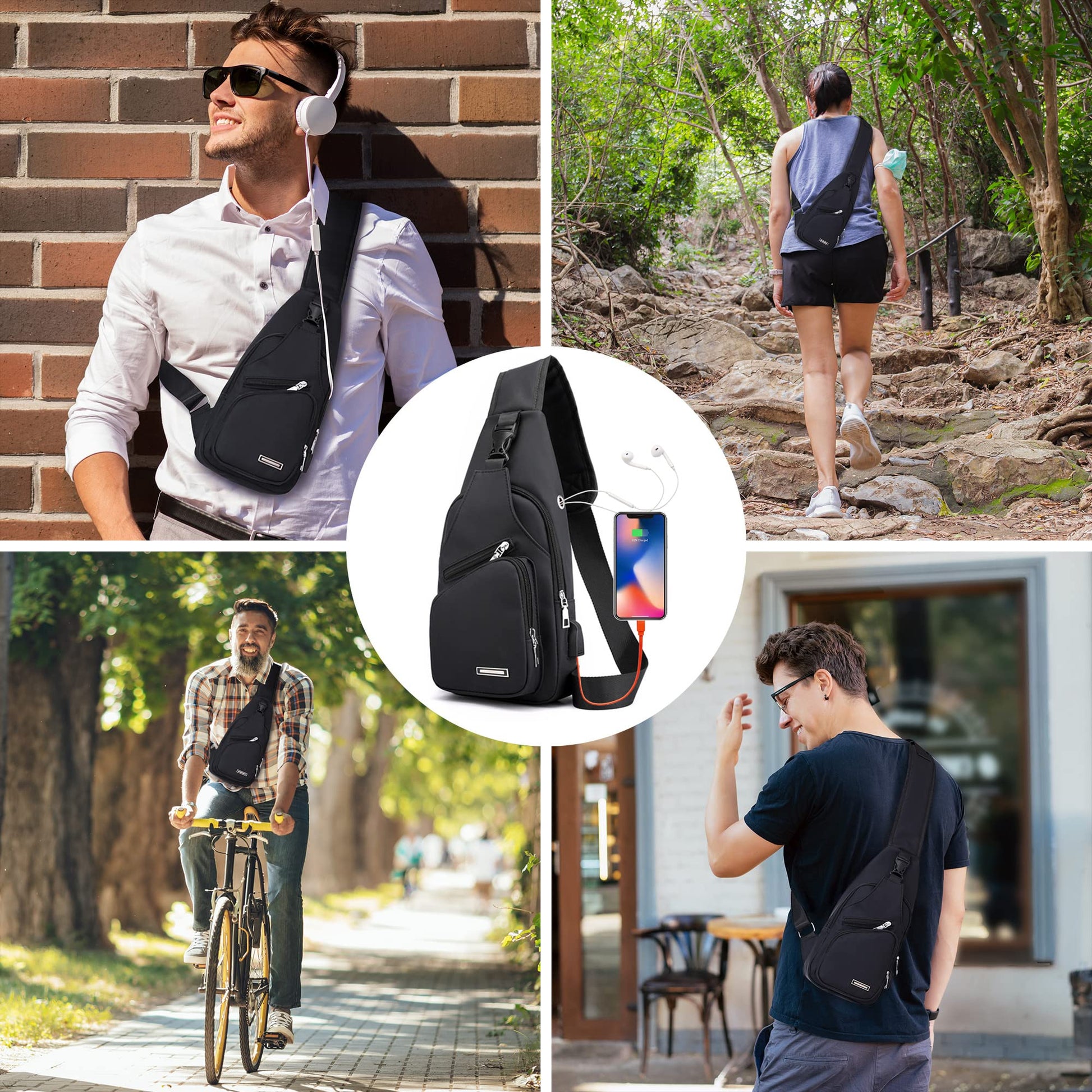 Sling Shoulder Bag Crossbody Backpack for Men Women Waterproof Hiking Daypack Multipurpose Cross Body Chest Bag for Outdoor Walking Travel