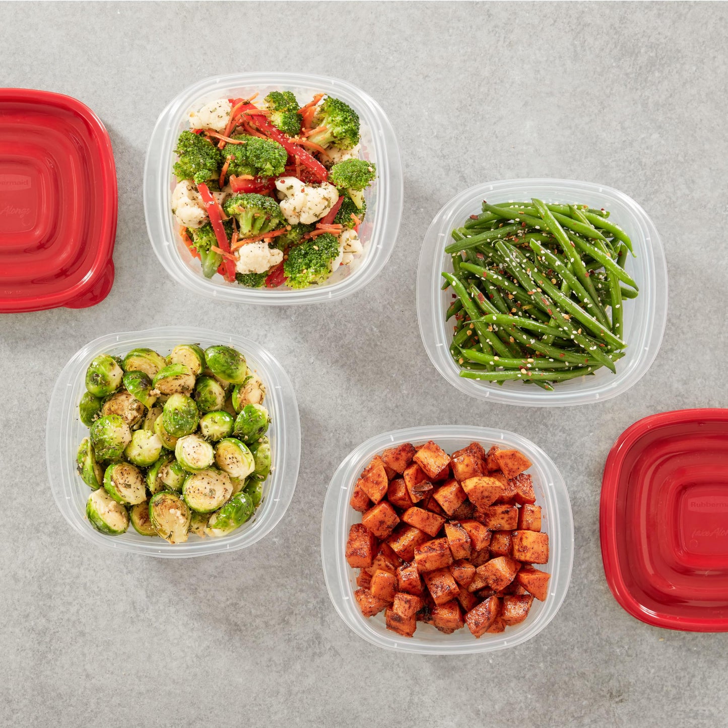 Rubbermaid TakeAlongs Food Storage Containers, 52 Piece Plastic Container Set, Dishwasher and Microwave Safe Meal Prep, Snack, and Lunch Container, BPA Free, Ruby Red - Available at All In One Marketplace Canada