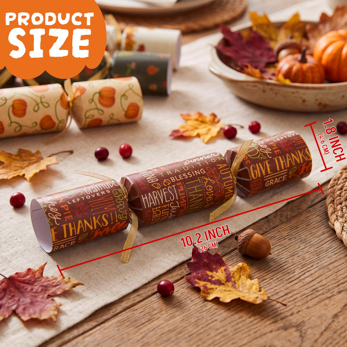 JOYIN 12 Pack Thanksgiving Party Table Favor No Snap No Popping with Party Hat, Joke & Gift Inside, Thanksgiving Holiday Traditions, Random gifts with Autumn Leaves, Pumpkin, Lettering Designs 🍁 All In One Marketplace Canada