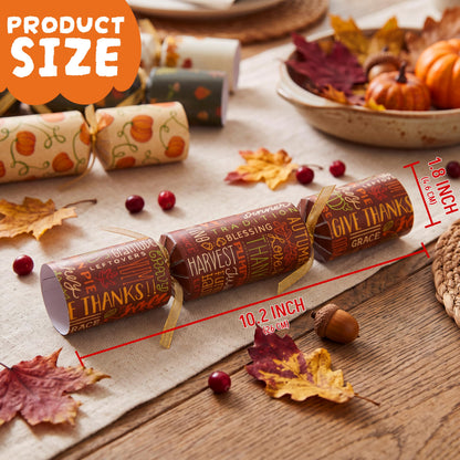 JOYIN 12 Pack Thanksgiving Party Table Favor No Snap No Popping with Party Hat, Joke & Gift Inside, Thanksgiving Holiday Traditions, Random gifts with Autumn Leaves, Pumpkin, Lettering Designs 🍁 All In One Marketplace Canada