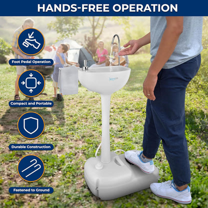 SereneLife, Portable Sink, Camping Hand Wash Basin with Water Tank and Rolling Wheels, Perfect for Indoor and Outdoor Use, Events, Worksites and More SereneLife