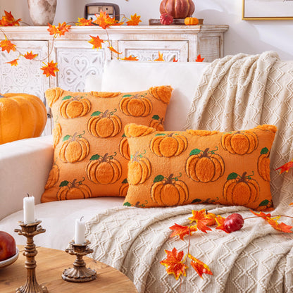 AQOTHES Fall Pumpkin Orange Throw Pillow Covers 18x18 Inch Pack of 2 🍁 All In One Marketplace Canada
