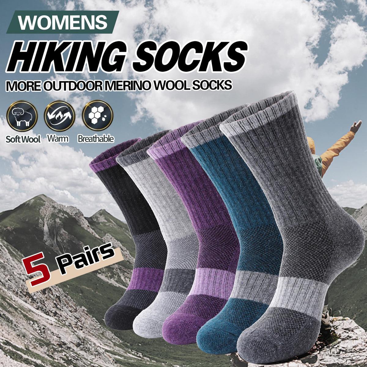 Anlisim Merino Wool Hiking Running Socks for Women, Boot Work Crew Socks 🍁 All In One Marketplace Canada