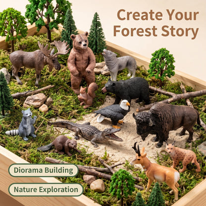 12PCS Large North American Animal Figurines, Realistic Safari Woodland Jungle Animals Figures Toys Includes Crocodile,Wolf,Bear,Deer Cake Toppers Birthday Gift Party Favors Toys for Toddlers 🍁 All In One Marketplace Canada