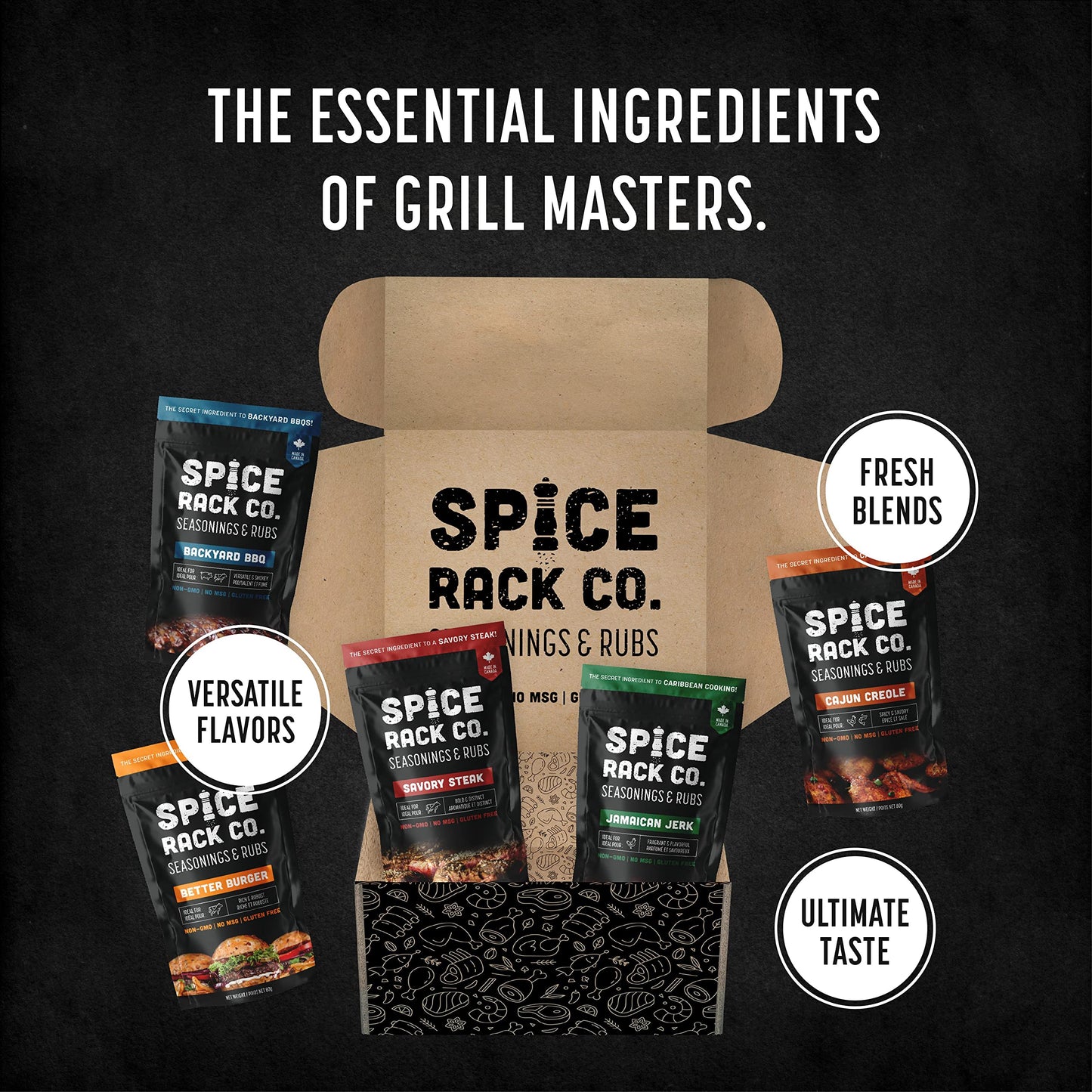 Spice Rack Co. BBQ Rubs & Seasonings Collection - 5-Pack Smoker & Grill Spice Set