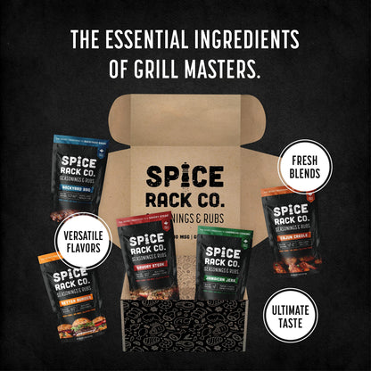 Spice Rack Co. BBQ Rubs & Seasonings Collection - 5-Pack Smoker & Grill Spice Set