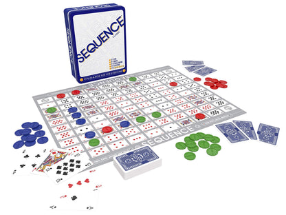 Jax Sequence in a Tin | Strategy Game | Five-in-a-Row Fun for Everyone! | 2-12 Players, Ages 7+