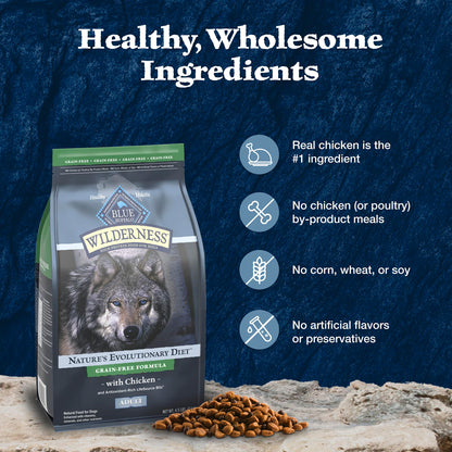 Blue Buffalo Wilderness with Chicken High-Protein Grain-Free Adult Dry Dog Food, 34g Protein, Supports Immunity with Antioxidant-Rich LifeSource Bits, Promotes Healthy Muscle Development, 24 lbs. 🍁 All In One Marketplace Canada