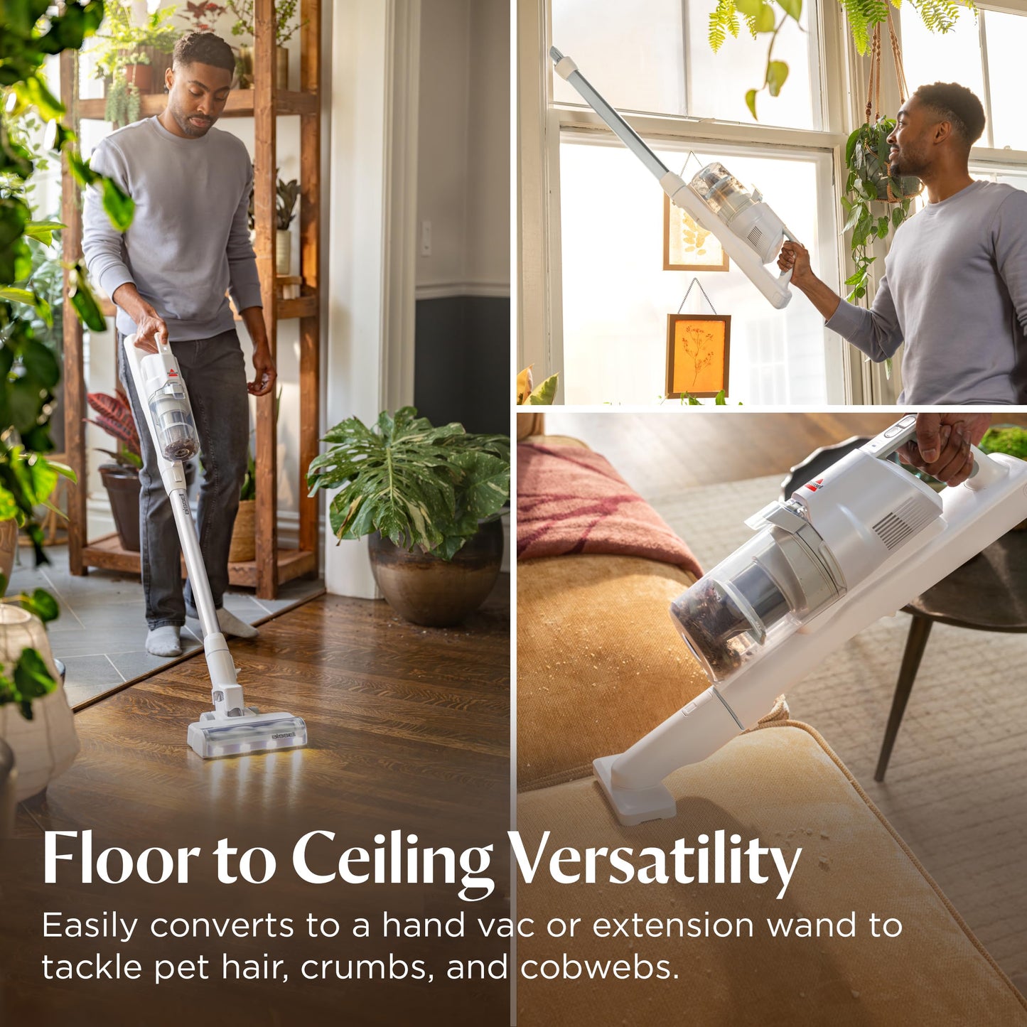 BISSELL PowerClean Cordless Vacuum Cleaner, Powerful Suction in Cordless Stick Vacuum, 200W, Tangle-Free Brush Roll, HEPA Sealed Allergen System, Self-Standing, Removable Battery, Wall Mount, 4173B