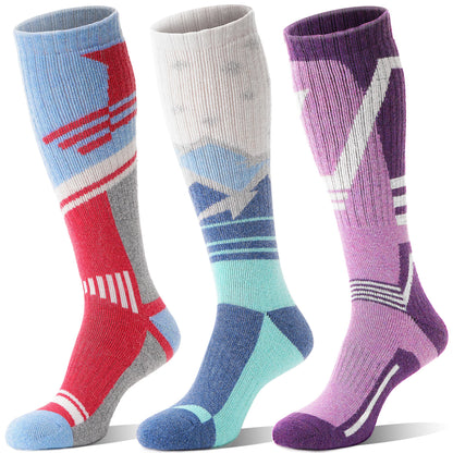 Merino Wool Ski Socks for Mens Womens Winter Thermal Warm Thick Snowboarding Skiing Knee High Socks for Cold Weather 3 Pairs Gifts Stocking Stuffers(Mixed Color,M) 🍁 All In One Marketplace Canada