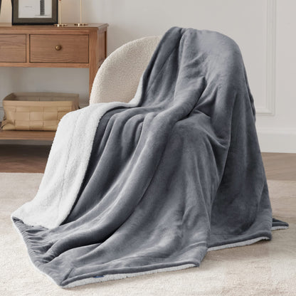 Bedsure Reversible Twin Sherpa Blanket for Bed, Grey, 60x80 Inch 🍁 All In One Marketplace Canada