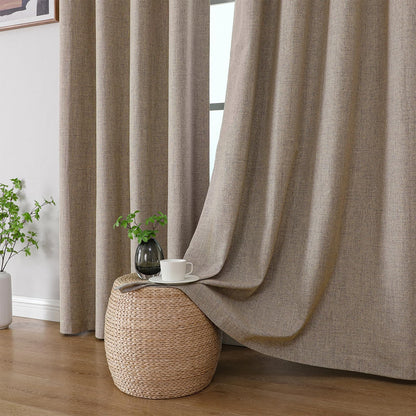 CUCRAF 100% Blackout Window Curtains 84 inches Long 2 Panels Set, Faux Linen Look Thermal Insulated Grommet Drapes, Room Darkening Curtain for Bedroom Living Room(W52 x L84 Inch, Light Khaki) 🍁 All In One Marketplace Canada