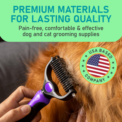 Maxpower Planet Pet Grooming Brush - Double Sided Shedding, Dematting - Undercoat Rake for Dogs - Dog Grooming Brush - Deshedding Brush for Dogs - Dog Brush, Cat Brush, Reduce Shedding by 95%, Purple