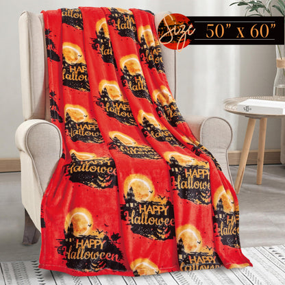 Couverture légère Elegant Comfort – Thème Halloween, douce, confortable et moelleuse – Plaid idéal pour se détendre en cette saison effrayante, 127 x 152 cm, Maison d'Halloween, Couverture jeté