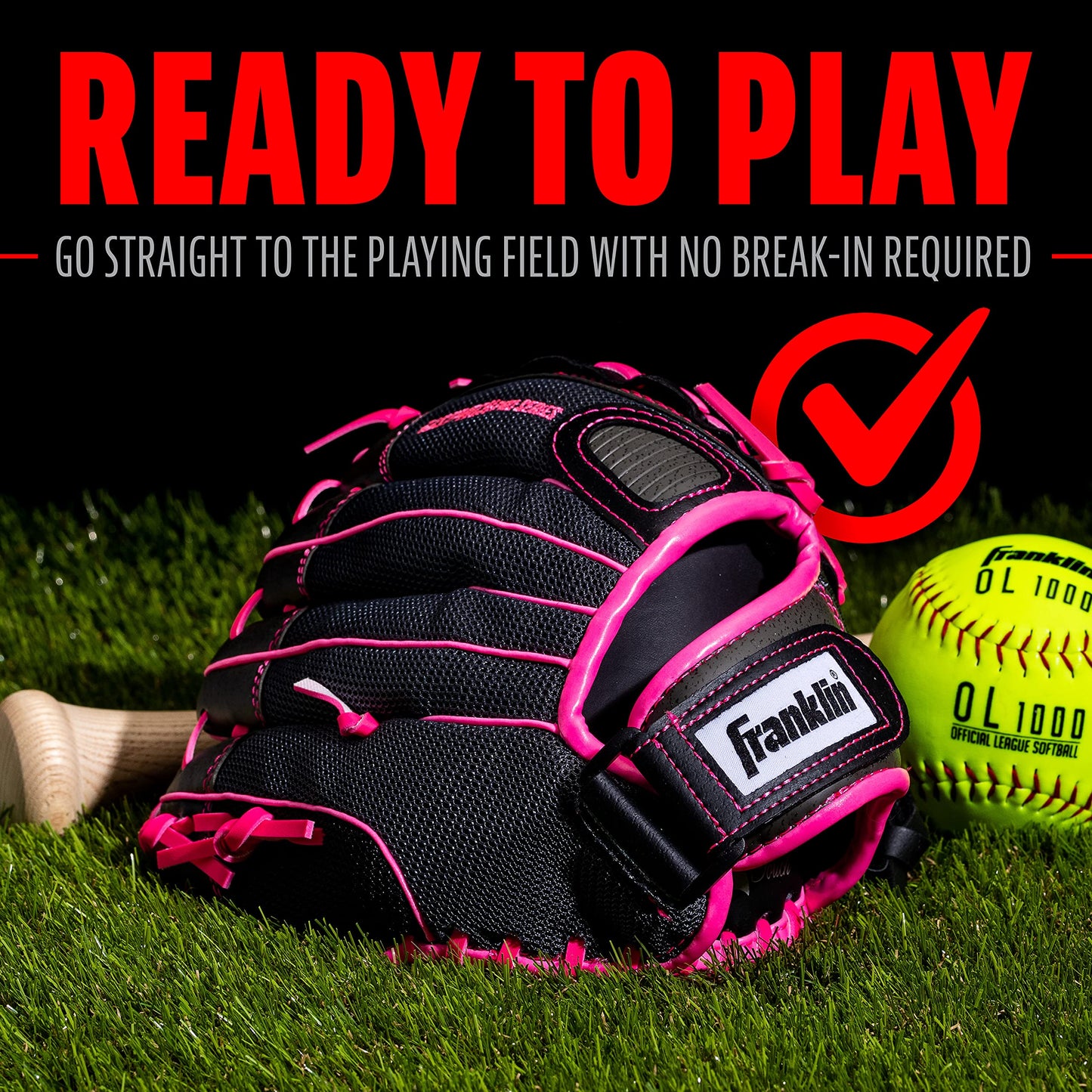Franklin Sports Softball Glove - Left and Right Handed Softball Fielding Glove - Windmill Fastpitch Pro Series - Adult and Youth Fielding Glove - 12 Inch Right Hand Throw - Pink Franklin Sports