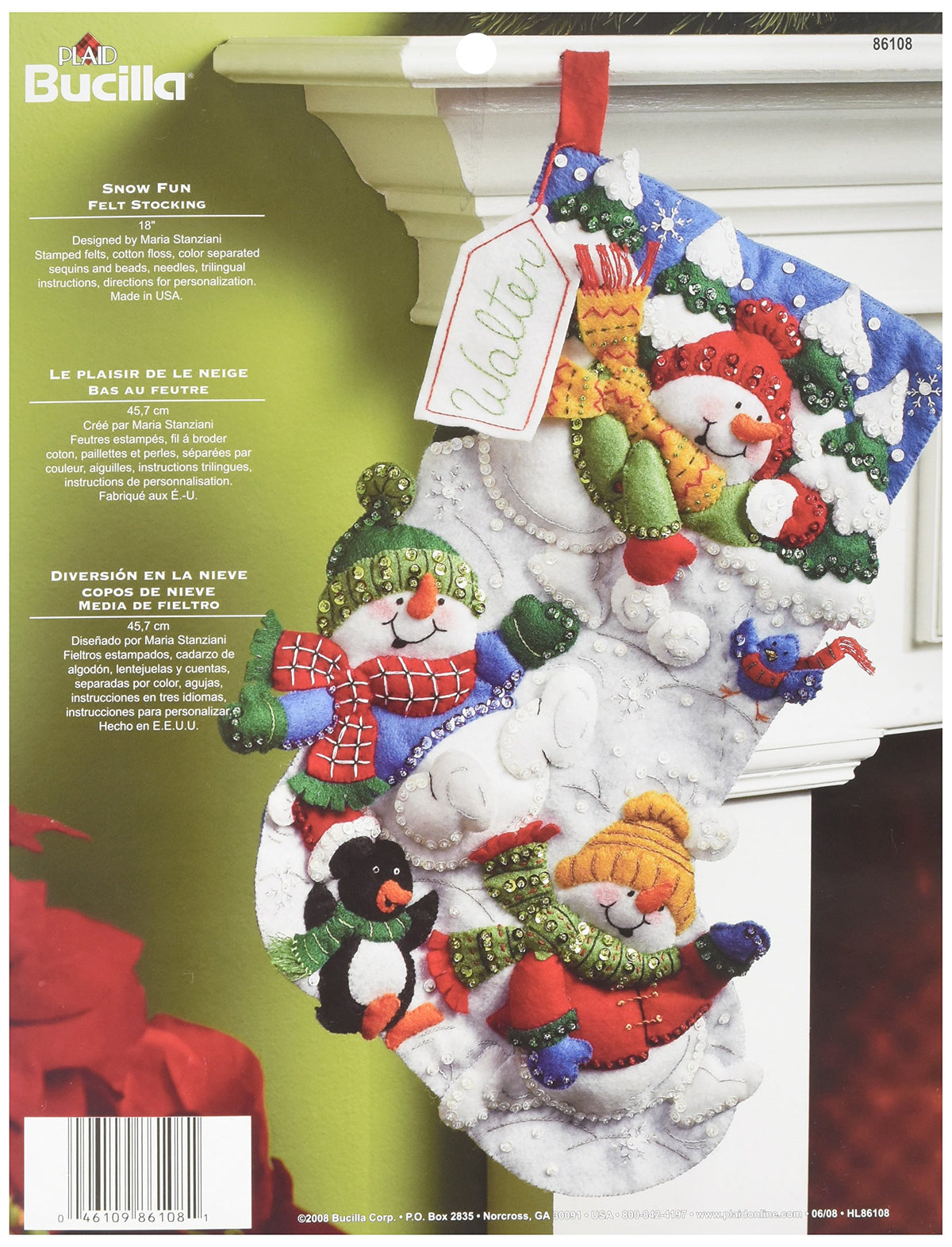 Bucilla 18-Inch Christmas Stocking Felt Applique Kit, 86108 Snow Fun 🍁 All In One Marketplace Canada