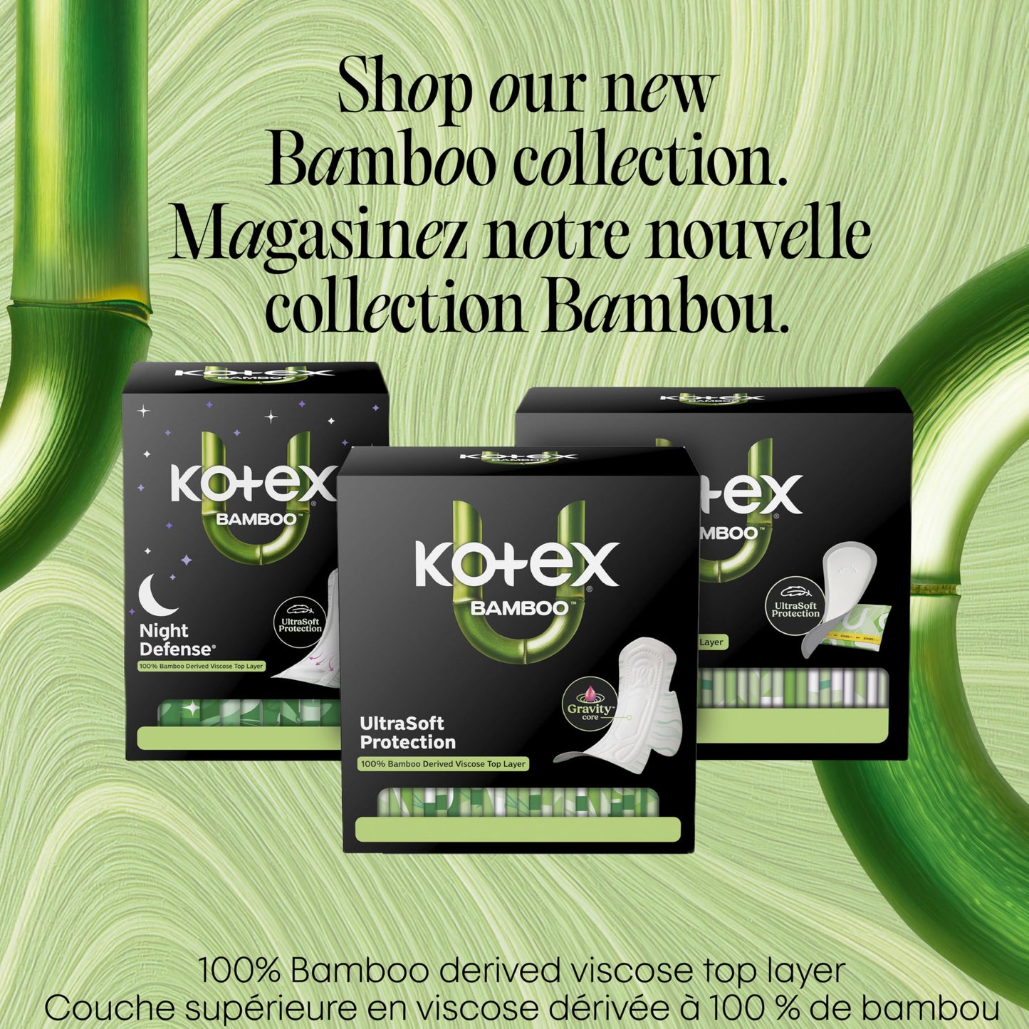 Kotex Bamboo Ultra Thin Pads with Wings, Heavy Absorbency, 88 Count 🍁 All In One Marketplace Canada