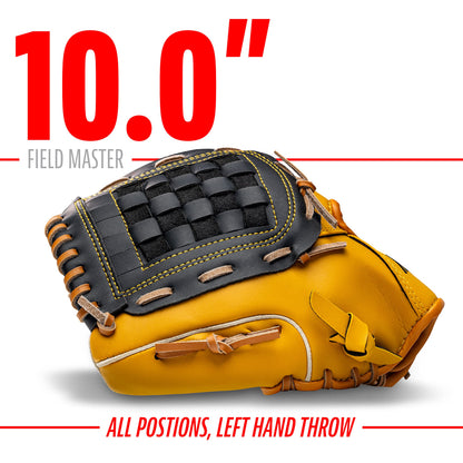 Franklin Sports Baseball and Softball Glove - Fieldmaster Adult + Youth Baseball Gloves - Men's + Women's Infield + Outfield Mitt - Right Hand Throw - 12"