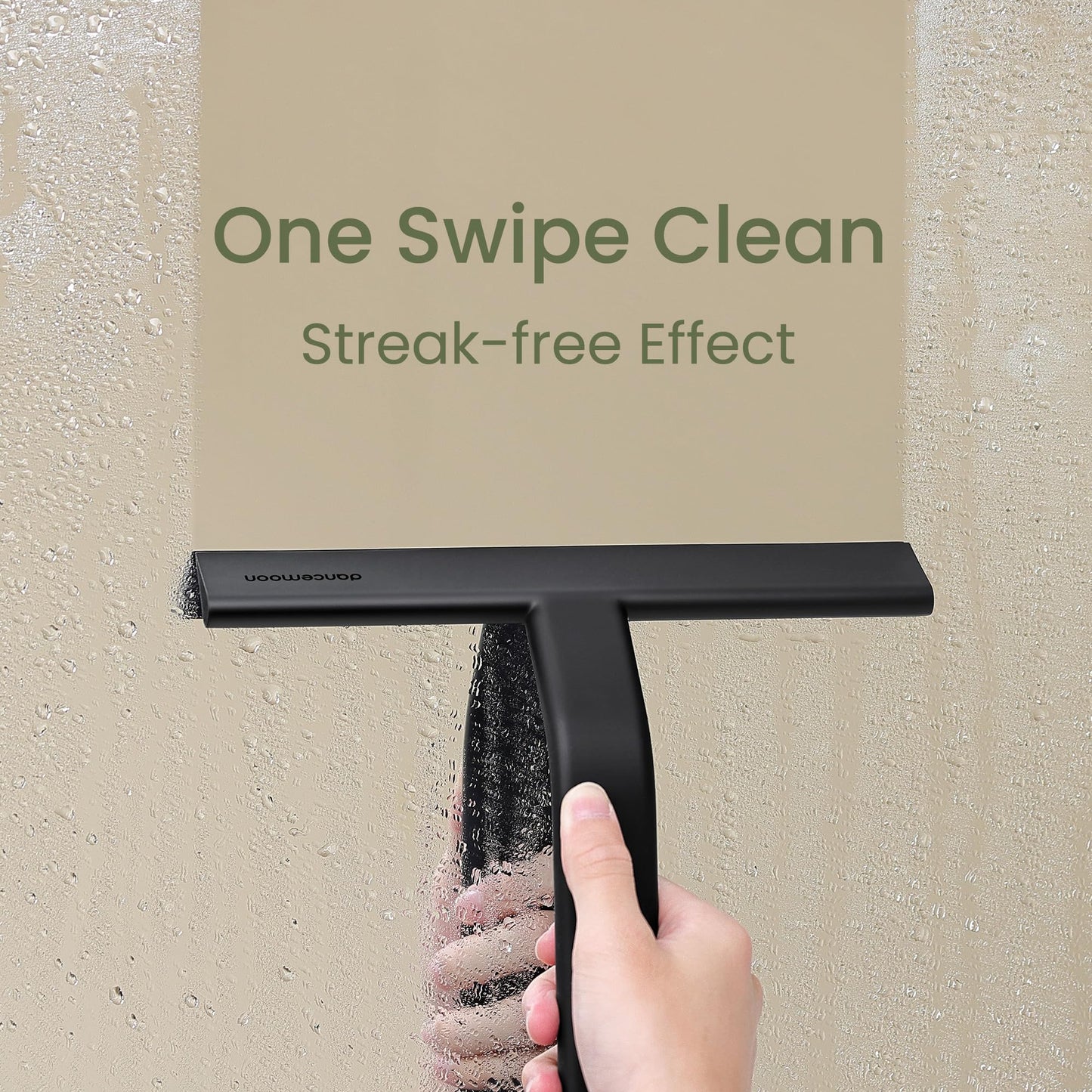 dancemoon JustHang Shower Squeegee for Glass Doors, All-One-Piece Silicone with Built-in Hook Design for Easy Hanging, Household Window Mirror Squeegee for Bathroom, Glass, Tile Wall,Car 10-Inch Black - Available at All In One Marketplace Canada
