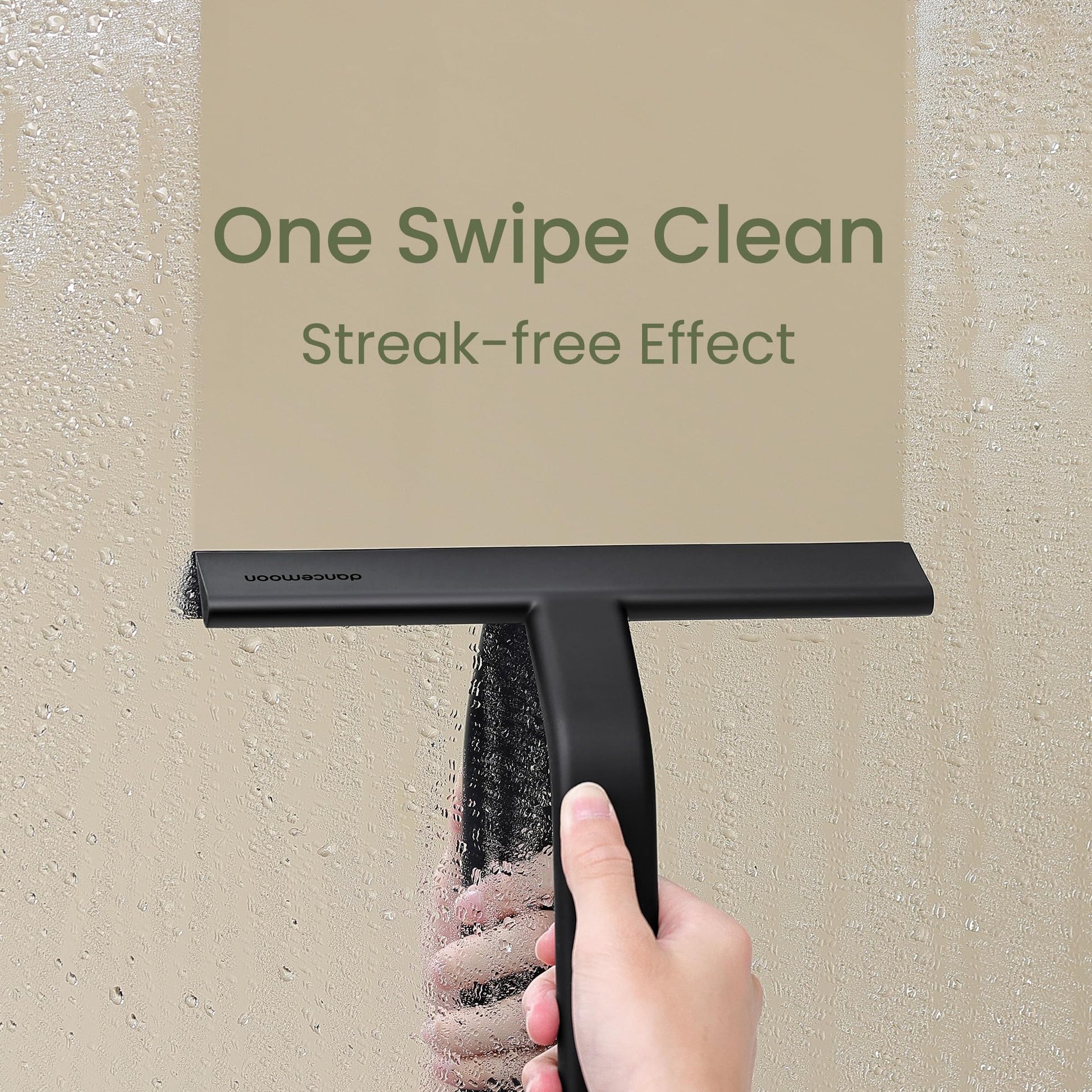 dancemoon JustHang Shower Squeegee for Glass Doors, All-One-Piece Silicone with Built-in Hook Design for Easy Hanging, Household Window Mirror Squeegee for Bathroom, Glass, Tile Wall,Car 10-Inch Black - Available at All In One Marketplace Canada