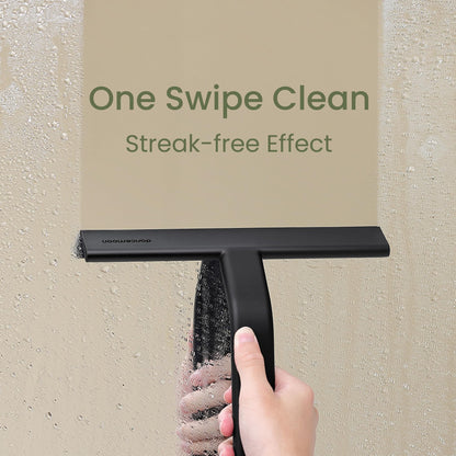 dancemoon JustHang Shower Squeegee for Glass Doors, All-One-Piece Silicone with Built-in Hook Design for Easy Hanging, Household Window Mirror Squeegee for Bathroom, Glass, Tile Wall,Car 10-Inch Black - Available at All In One Marketplace Canada