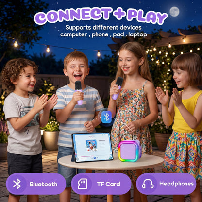 IROO Mini Karaoke Machine for Kids, 2026 TOP Kids Toys Birthday Gifts Ideas for Girls Boys Ages 3-12+ Years Old, Portable Bluetooth Speaker with 2 Wireless Mics, Noisemaker Toys for Party(Purple)