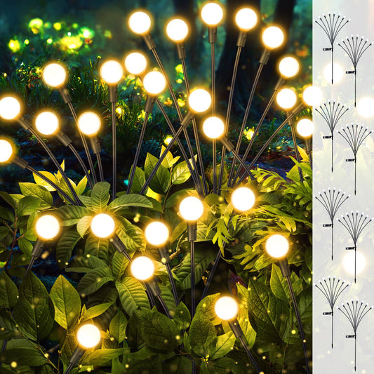 iBaycon 8 Pack Solar Firefly Lights Garden Pathway Outdoor Decor Warm White