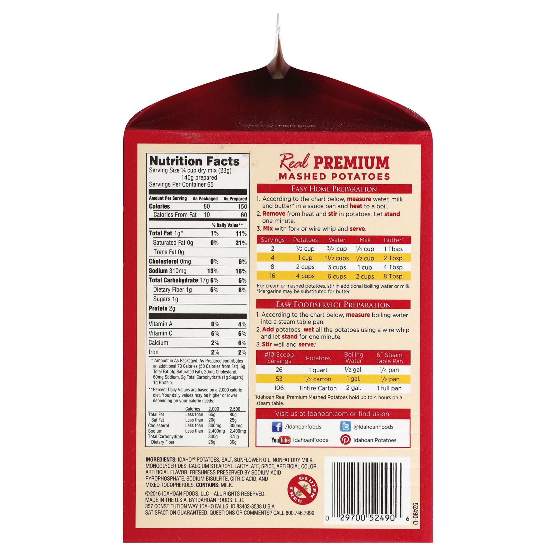 Idahoan Real Premium Mashed Potatoes, 3.25 lbs