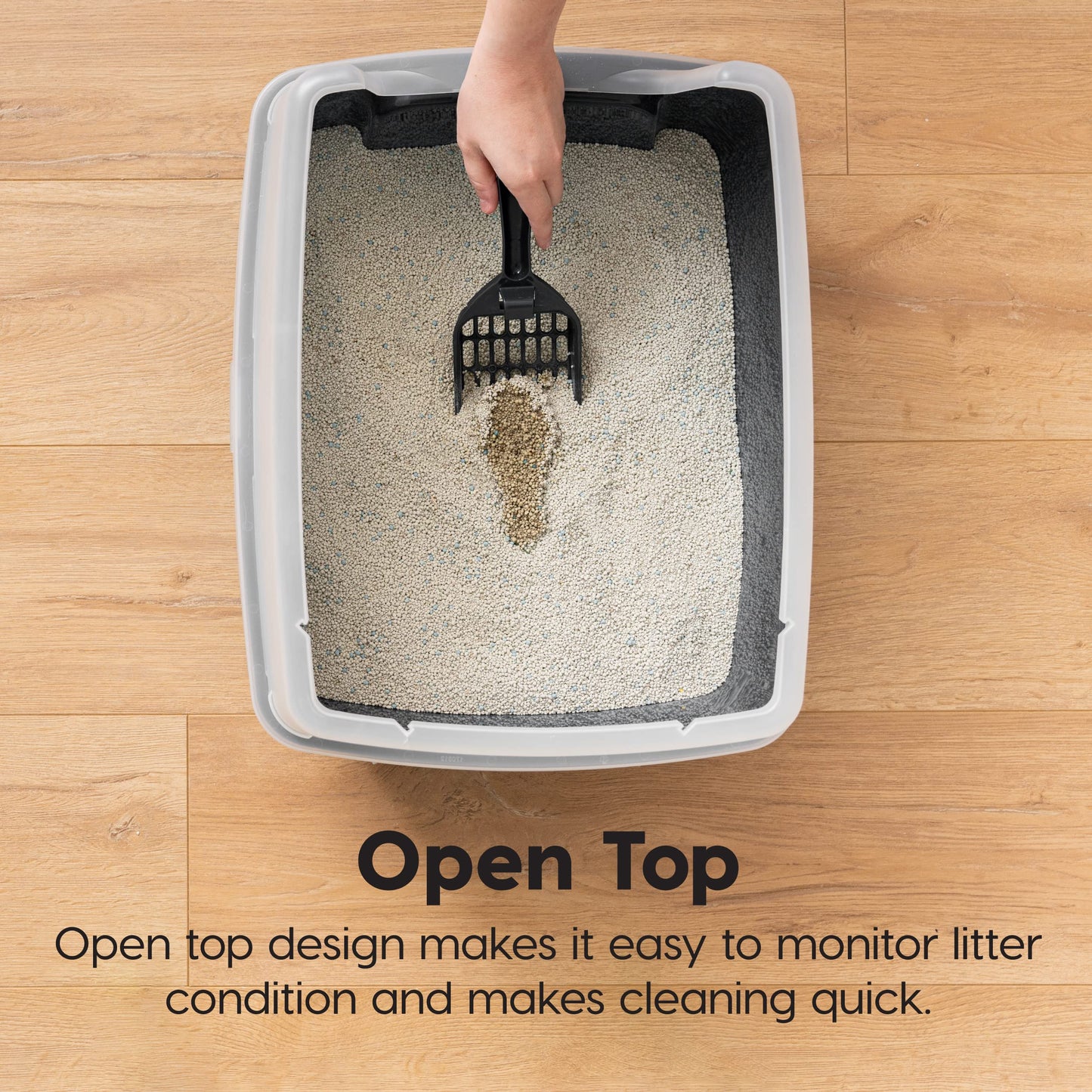 IRIS USA Large Cat Litter Boxes, Open Top High Sided Pan w/Scoop, Black 🍁 All In One Marketplace Canada