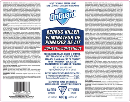 OnGuard Bedbug Killer Aerosol Spray Can 400g | Bed Bug, Flea and Tick Killer | Pressurized Space, Crack and Crevice, Spot Treatment and Contact Spray | Ready to Use - Available at All In One Marketplace Canada