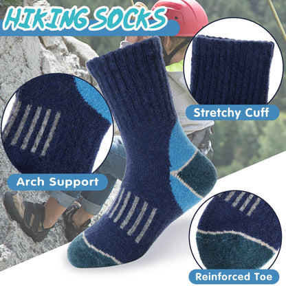 Kids Merino Wool Hiking Socks Boys Toddlers Thermal Winter Thick Warm Crew Cushion Socks Gift Stocking Stuffers for Kids 6 Pairs 4 5 6 7 8 9 10 11 12 Years(Assorted,1-3 Y) 🍁 All In One Marketplace Canada