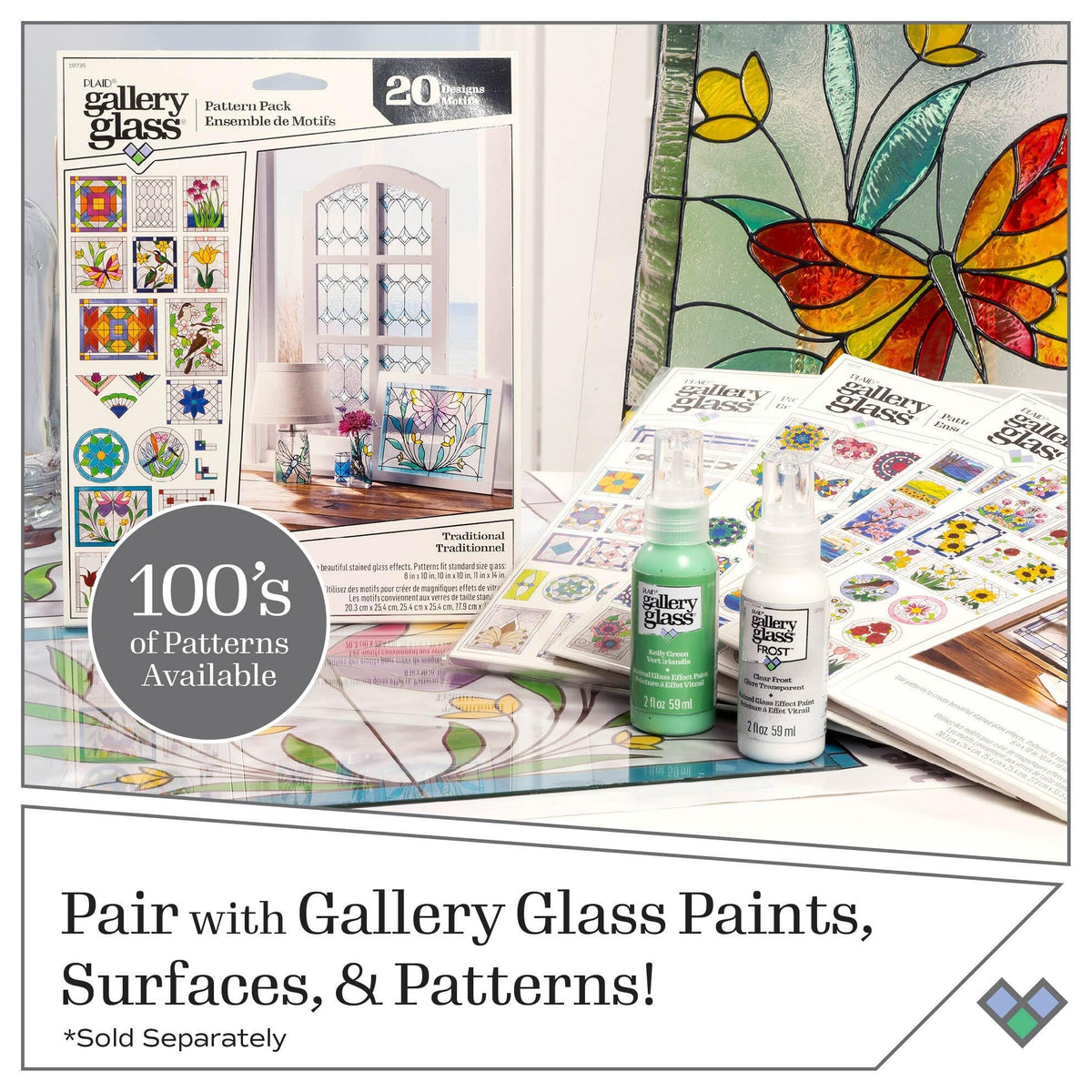 Plaid Gallery Glass Window Color Beginner Set (2-Ounce), GG8SET (8-Pack)