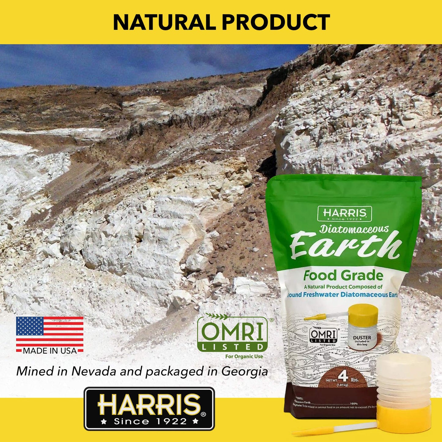 Harris Diatomaceous Earth Food Grade, 4lb w/Free Powder Duster 🍁 All In One Marketplace Canada