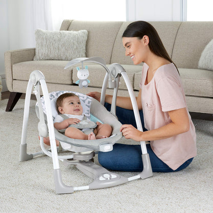 Ingenuity ConvertMe 2-in-1 Compact Portable Automatic Baby Swing & Infant Seat, Battery-Powered Vibrations, Nature Sounds, 0-9 Months 6-20 lbs (Raylan) 🍁 All In One Marketplace Canada