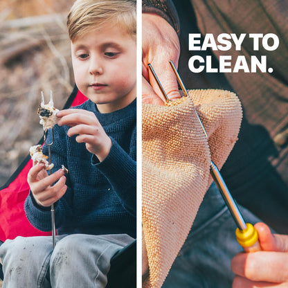 MalloMe Marshmallow Roasting Sticks - Smores Skewers for Fire Pit Kit - Hot Dog Camping Accessories Campfire Marshmellow 32 Inch Long Fork - 5 Pack - Available at All In One Marketplace Canada
