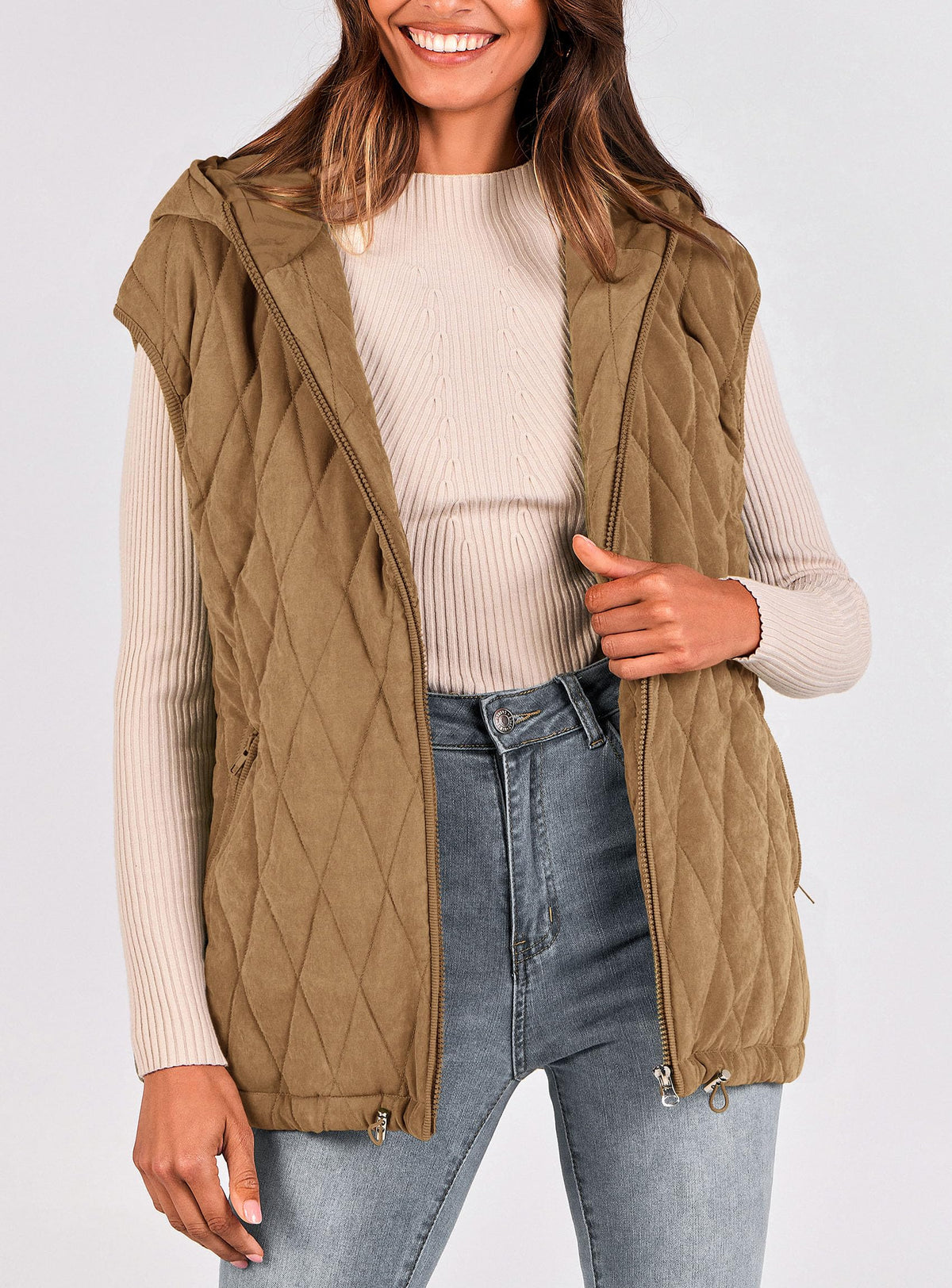 PRETTYGARDEN Women's 2026 Fall Spring Vest Casual Sleeveless Hooded Zip Up Jacket Trendy Winter Coat Outerwear (Camel,X-Large) 🍁 All In One Marketplace Canada