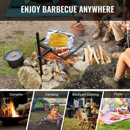 VEVOR Swivel Campfire Grill, Fire Pit Grill Grate, Heavy Duty Steel Grill Grates, 360° Adjustable Open Outdoor Cooking Equipment, Portable Camp Fire Racks for Camping Outdoor BBQ VEVOR