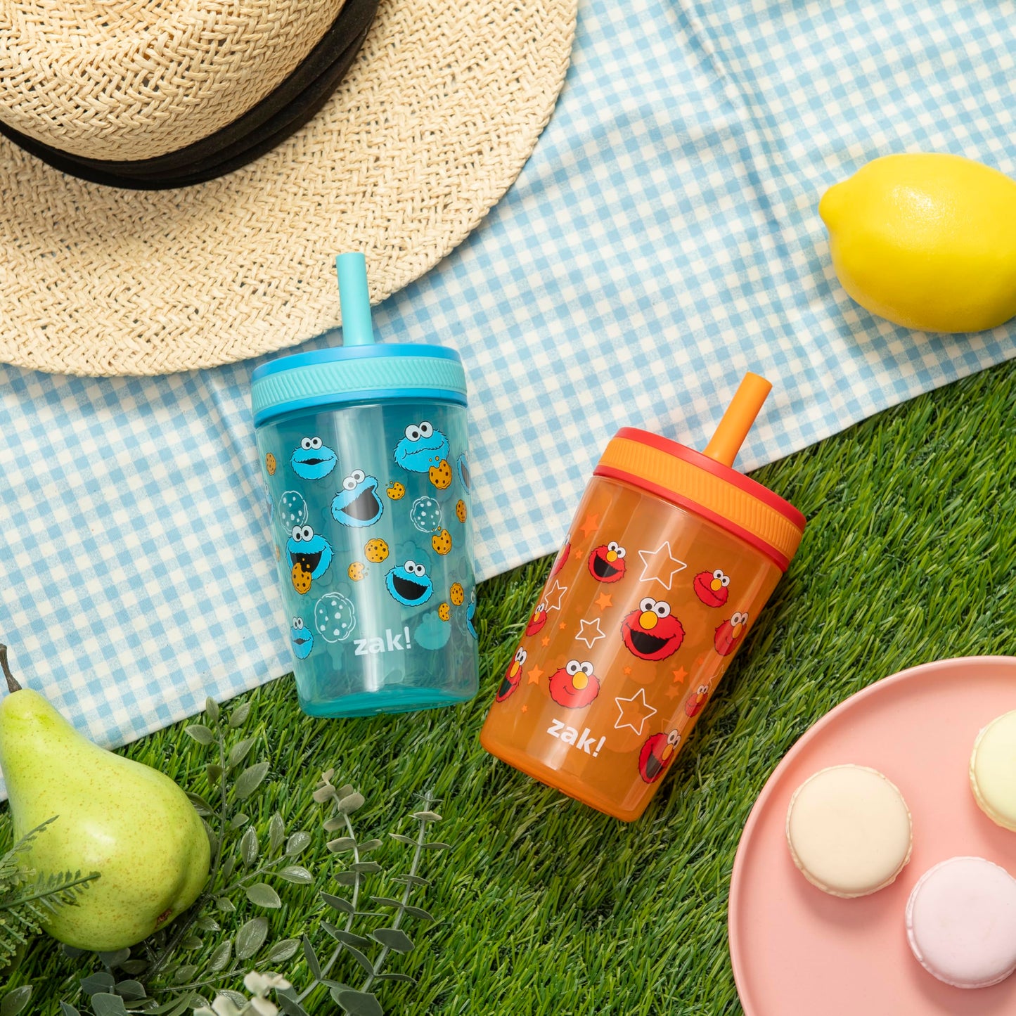 Zak Designs Sesame Street Kelso 15oz Leak-Proof Toddler Straw Cups, 2-Pack