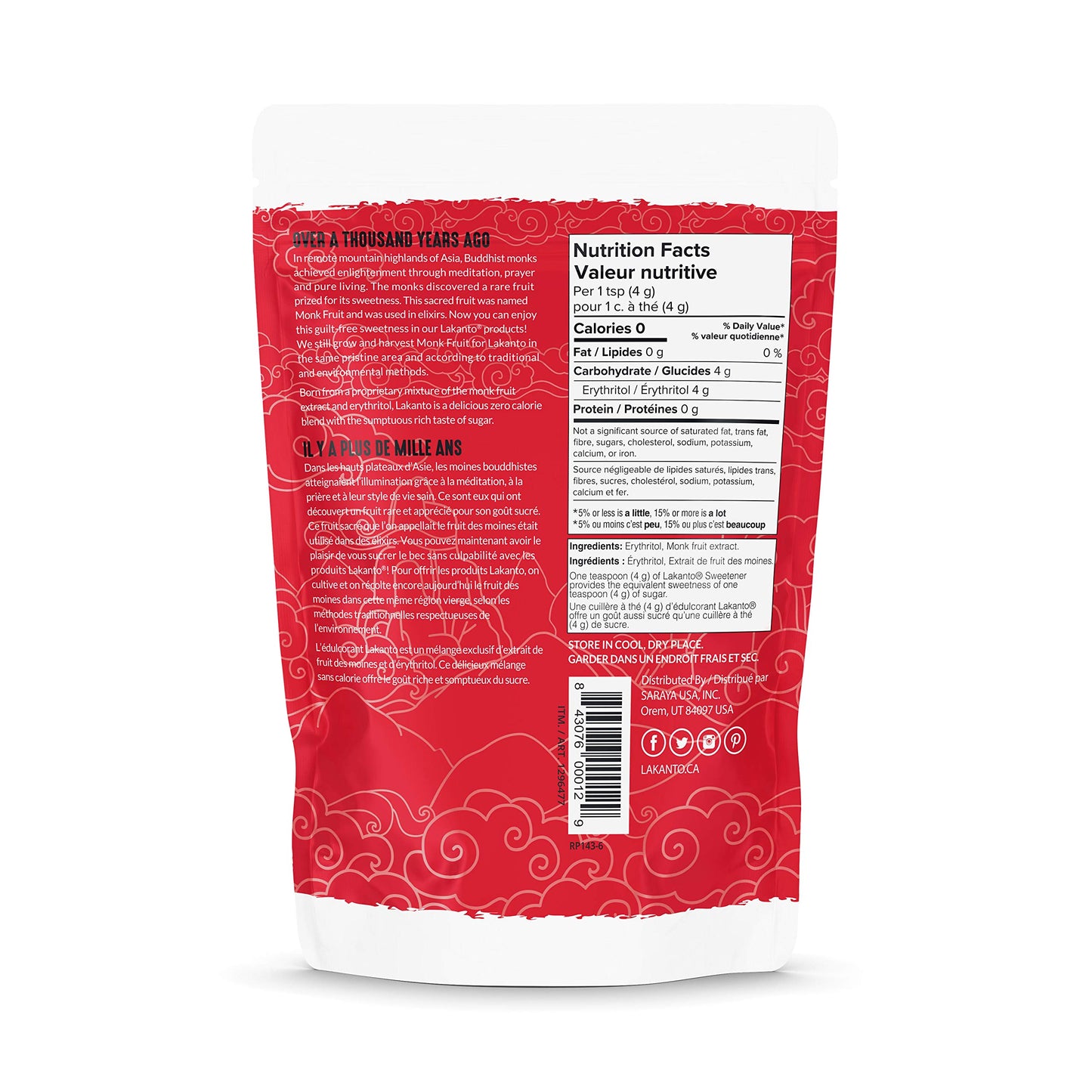 Lakanto Classic Monkfruit Sweetener with Erythritol - White Sugar Substitute, Zero Calorie, Keto Diet Friendly, Zero Net Carbs, Zero Glycemic, Baking, Extract, Sugar Replacement (Classic White - 800 g / 1.76 lb)